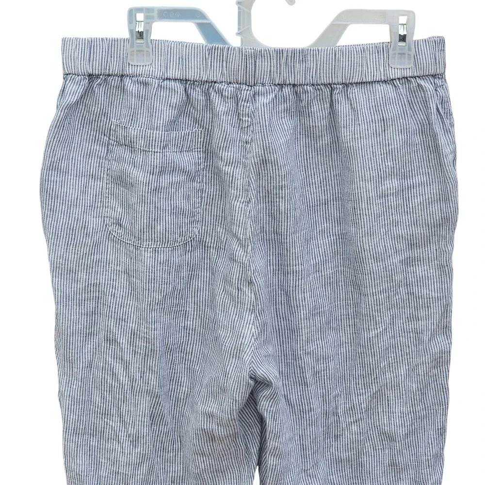 Quince 100% European Linen Pants in Blue Pinstripe Size Large